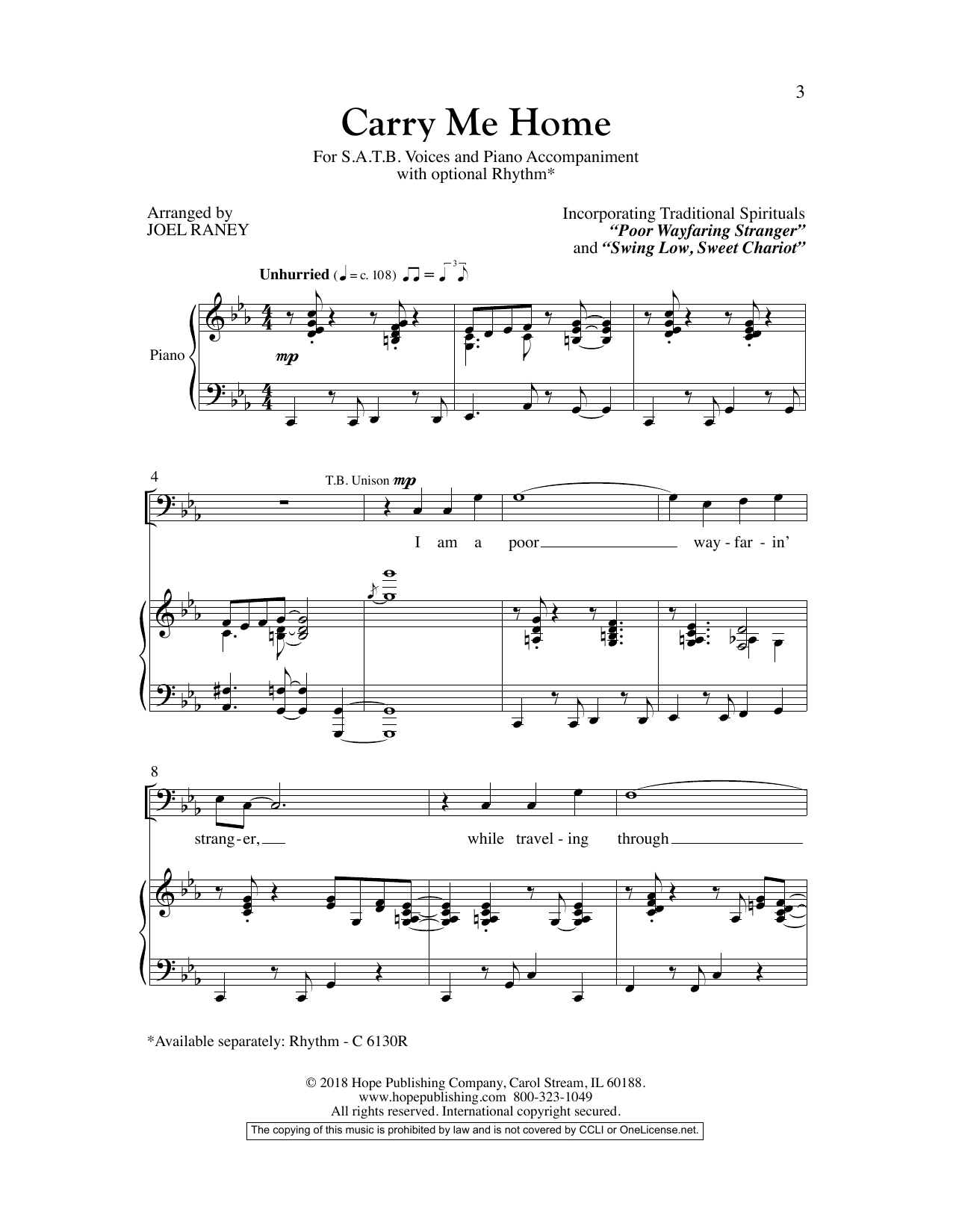 Joel Raney Carry Me Home sheet music notes and chords. Download Printable PDF.