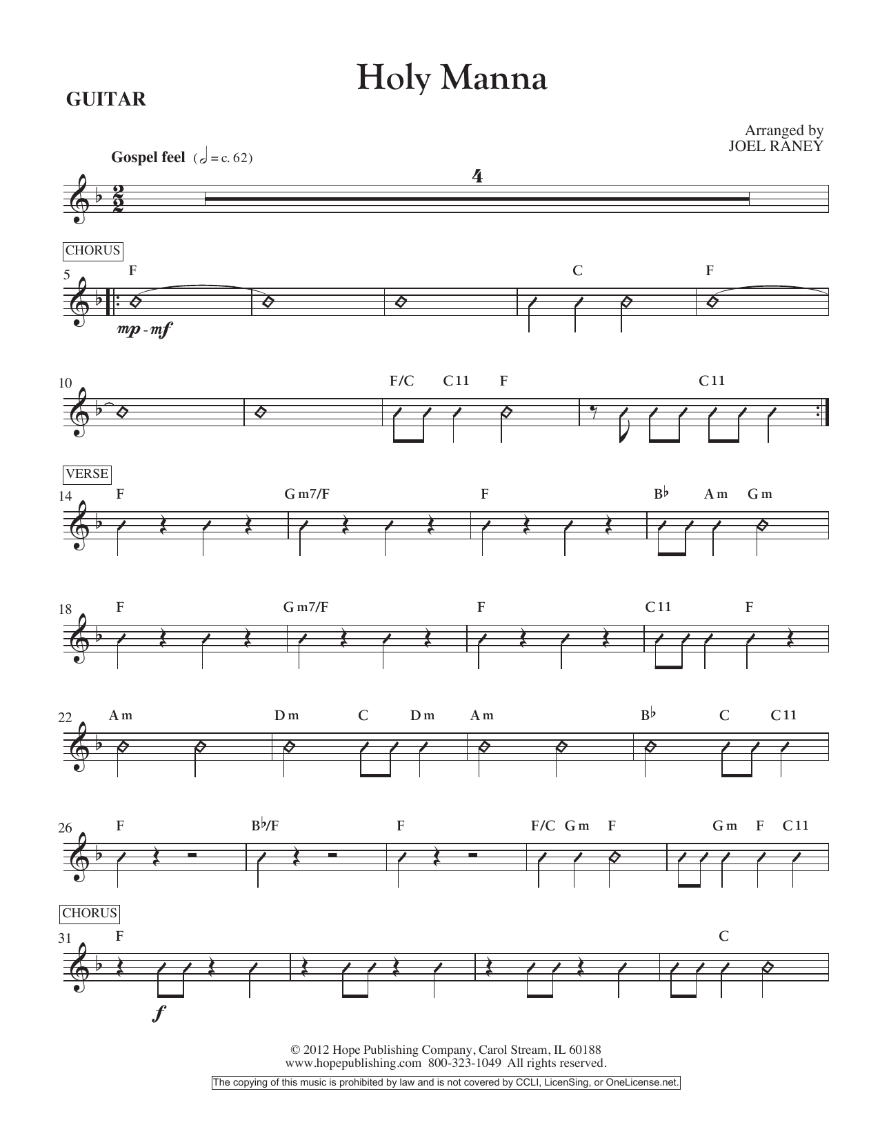 Learn to play Joel Raney Holy Manna - Guitar sheet music for Choir Instrumental Pak in minutes. Price: 16.9700$ Joel Raney Holy Manna - Guitar sheet music notes and chords arranged for Choir Instrumental Pak