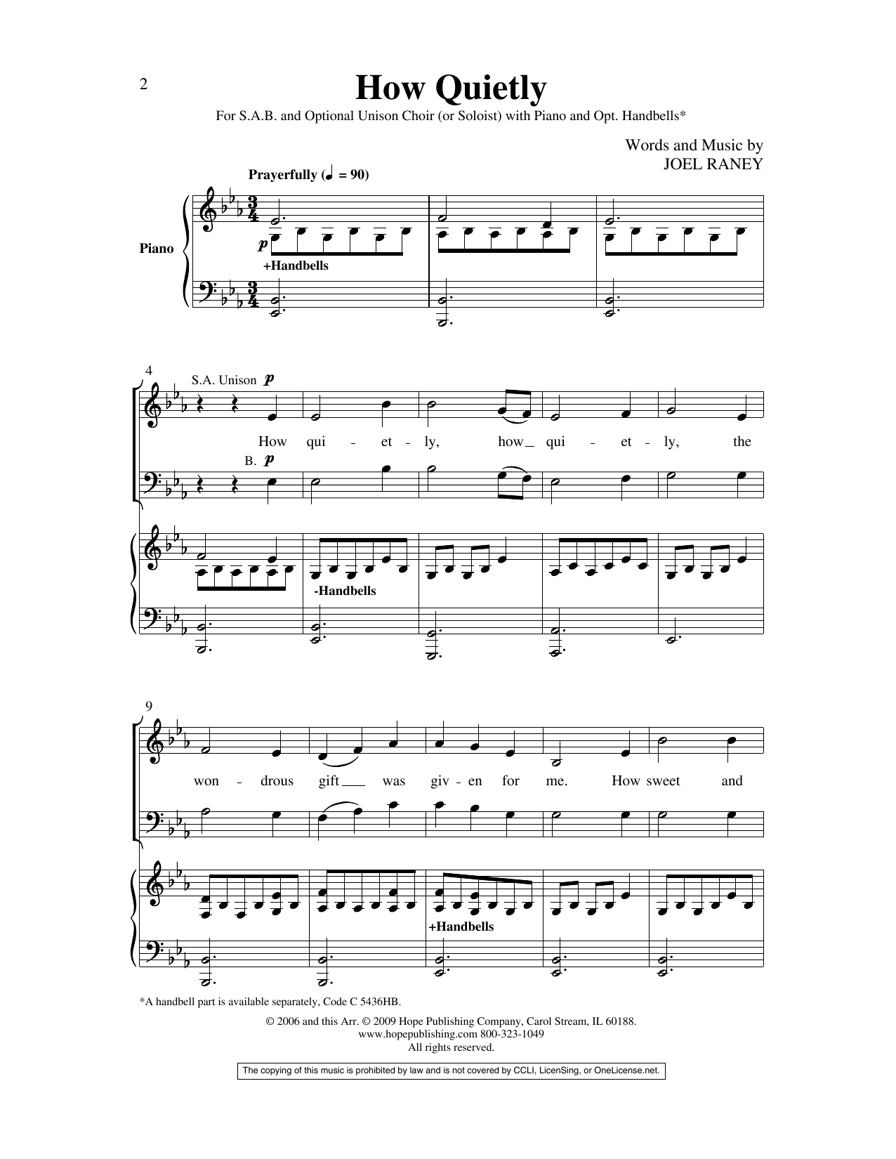 Joel Raney How Quietly sheet music notes and chords. Download Printable PDF.