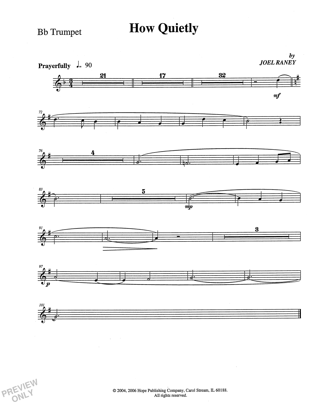 Learn to play Joel Raney How Quietly - Trumpet sheet music for Choir Instrumental Pak in minutes. Price: 69.9900$ Joel Raney How Quietly - Trumpet sheet music notes and chords arranged for Choir Instrumental Pak