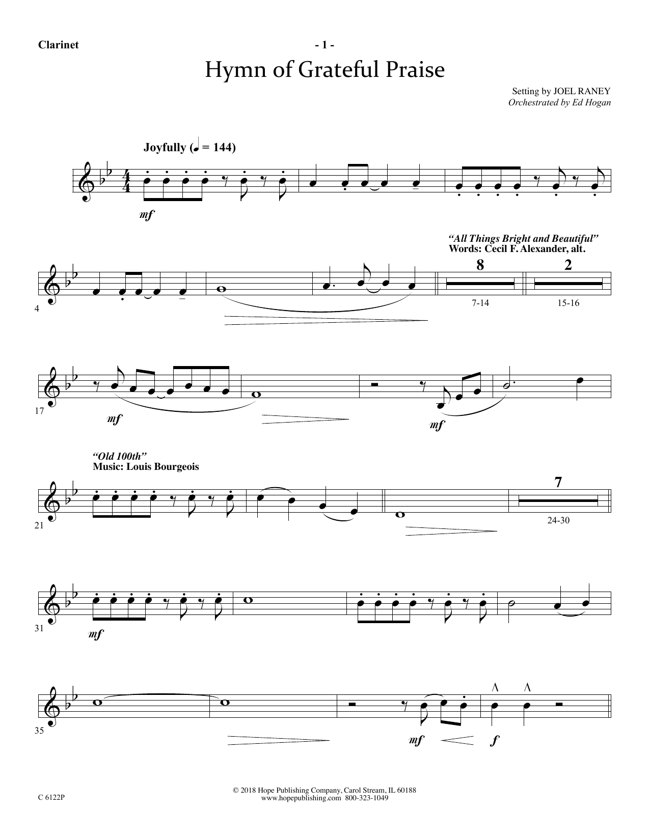 Learn to play Joel Raney Hymn Of Grateful Praise - Clarinet sheet music for Choir Instrumental Pak in minutes. Price: 16.9700$ Joel Raney Hymn Of Grateful Praise - Clarinet sheet music notes and chords arranged for Choir Instrumental Pak