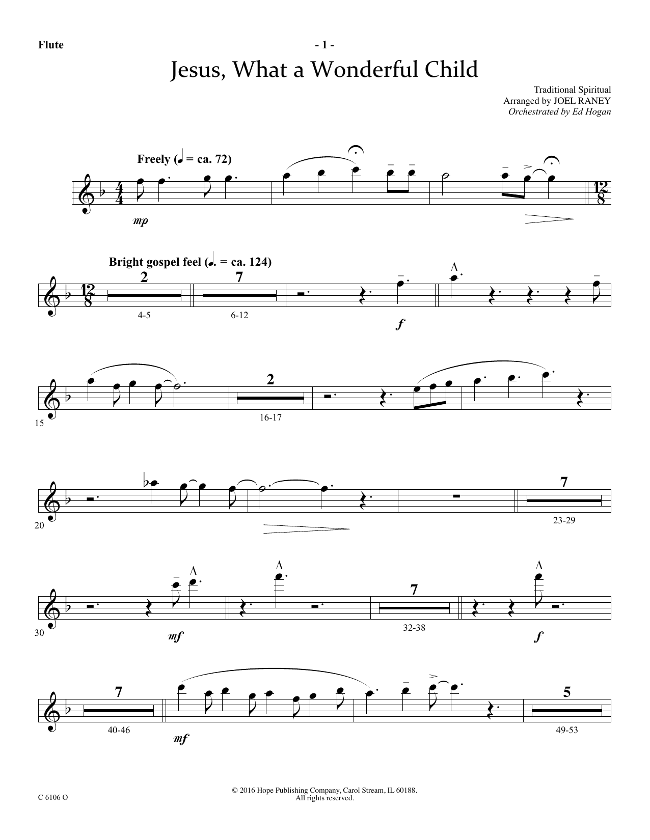 Learn to play Joel Raney Jesus, What a Wonderful Child - Flute sheet music for Choir Instrumental Pak in minutes. Price: 69.9900$ Joel Raney Jesus, What a Wonderful Child - Flute sheet music notes and chords arranged for Choir Instrumental Pak