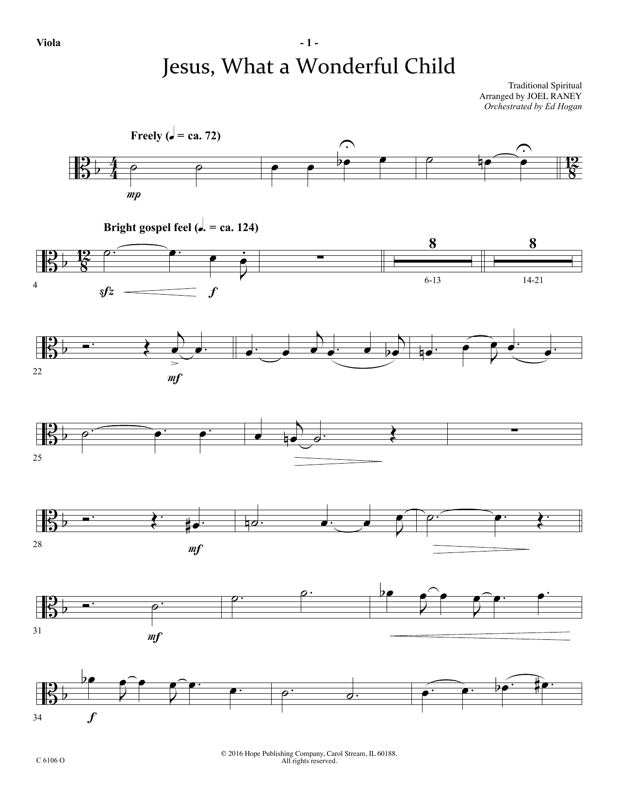 Learn to play Joel Raney Jesus, What a Wonderful Child - Viola sheet music for Choir Instrumental Pak in minutes. Price: 69.9900$ Joel Raney Jesus, What a Wonderful Child - Viola sheet music notes and chords arranged for Choir Instrumental Pak