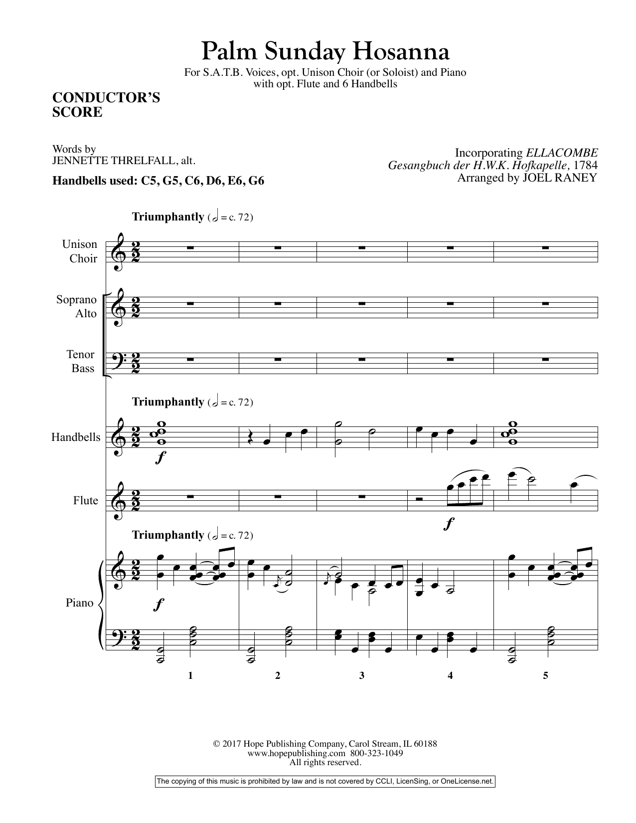 Learn to play Joel Raney Palm Sunday Hosanna - Full Score sheet music for Choir Instrumental Pak in minutes. Price: 9.9900$ Joel Raney Palm Sunday Hosanna - Full Score sheet music notes and chords arranged for Choir Instrumental Pak