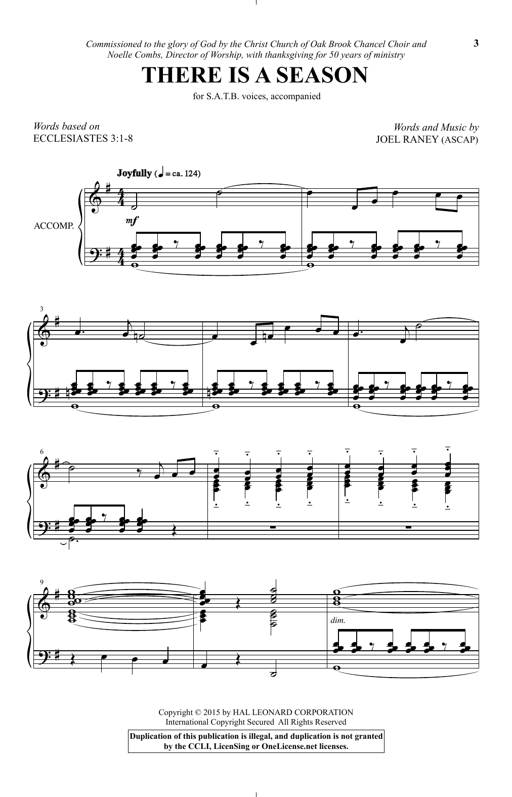 Learn to play Joel Raney There Is A Season sheet music for SATB Choir in minutes. Price: 3.9900$ Joel Raney There Is A Season sheet music notes and chords arranged for SATB Choir