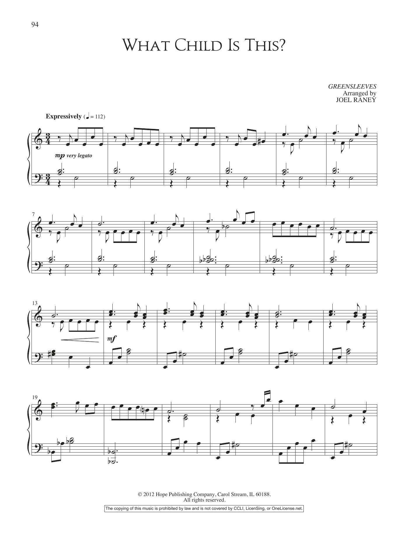 Joel Raney What Child Is This Sheet Music Pdf Notes Chords Hymn Score Piano Solo Download Printable Sku
