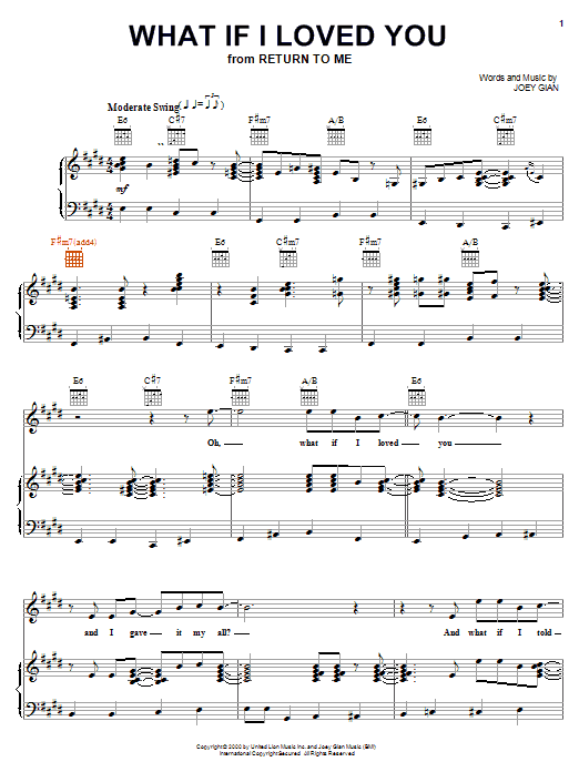 Joey Gian What If I Loved You (from Return To Me) sheet music notes and chords. Download Printable PDF.