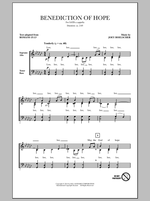 Joey Hoelscher Benediction Of Hope sheet music notes and chords. Download Printable PDF.