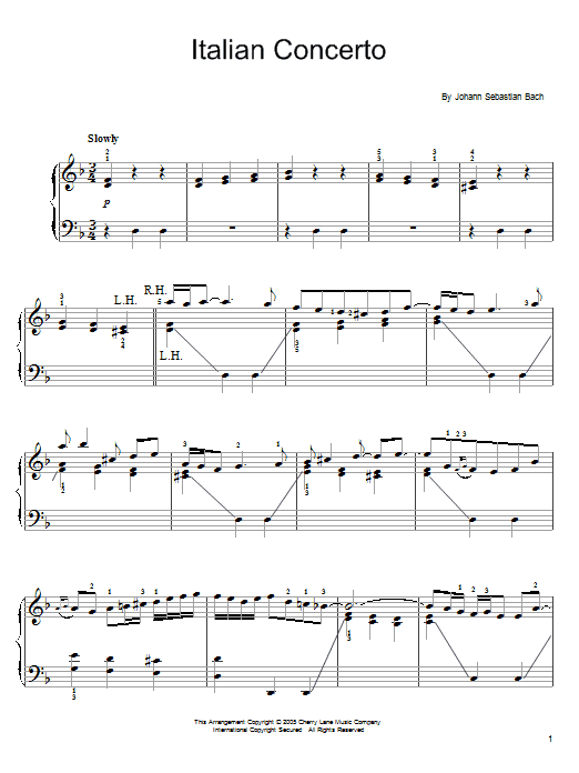 Johann Sebastian Bach Italian Concerto In F sheet music notes and chords. Download Printable PDF.