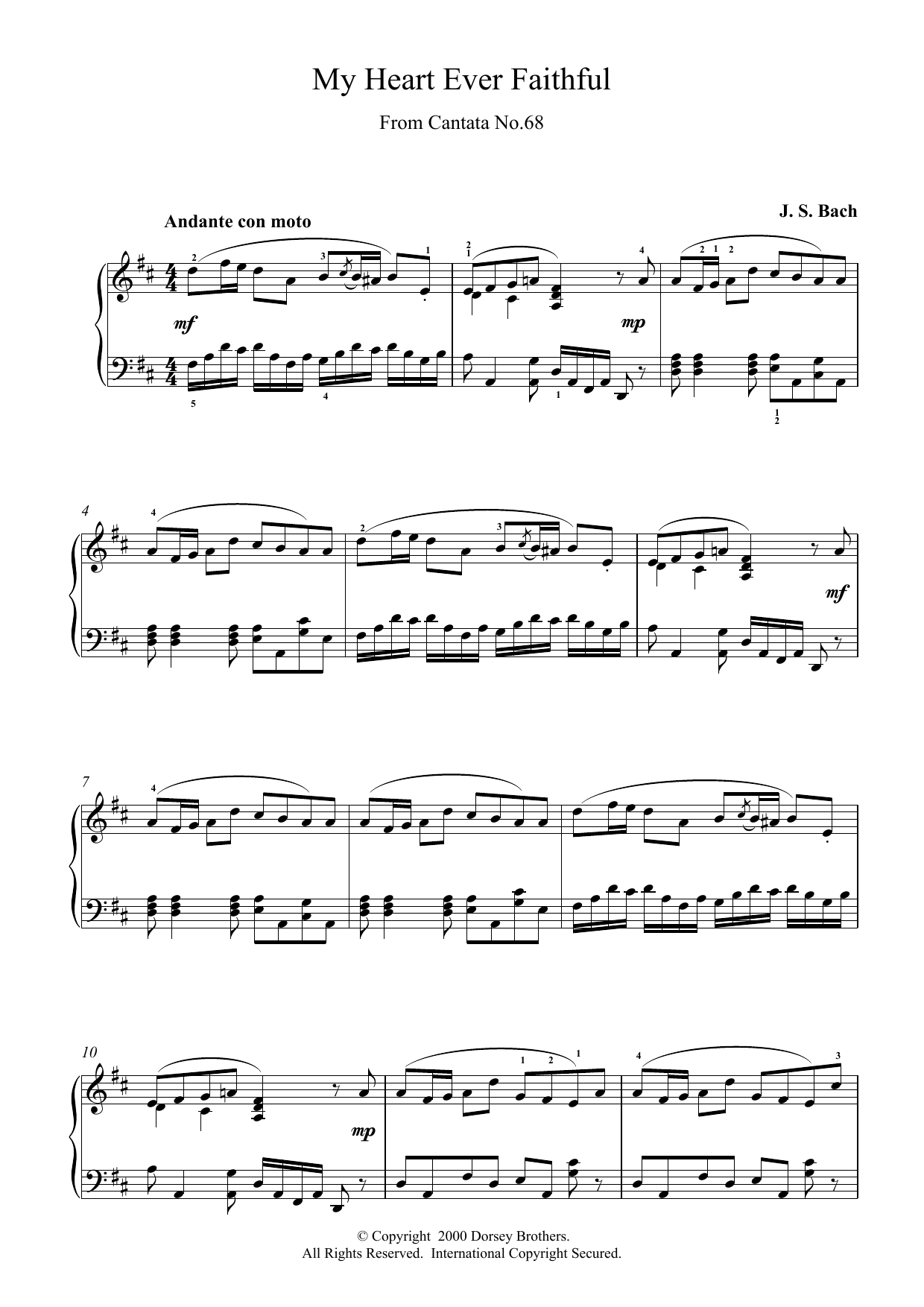 Johann Sebastian Bach My Heart Ever Faithful sheet music notes and chords - Download Printable PDF and start playing in minutes.