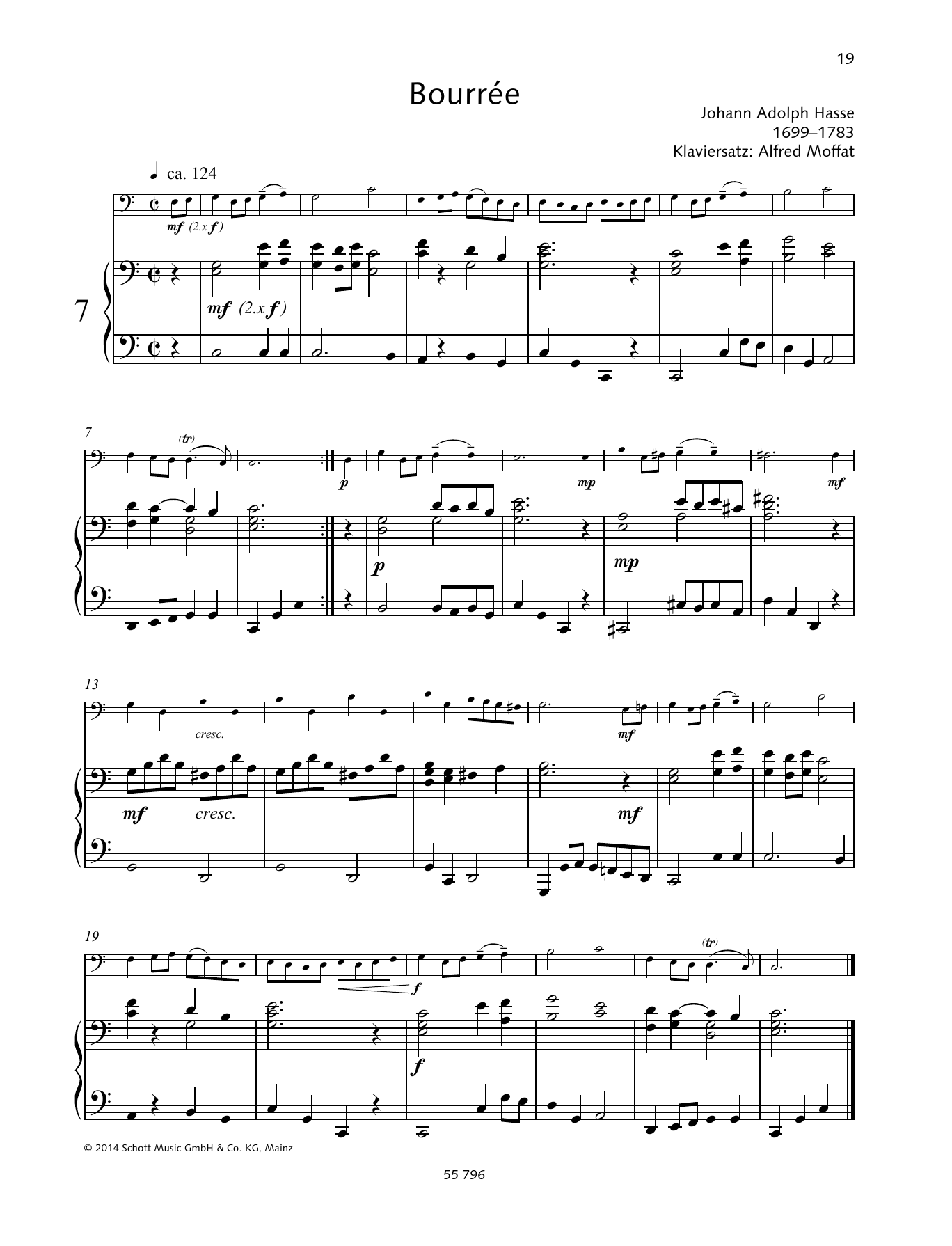 Johann Adolph Hasse Bourree sheet music notes and chords. Download Printable PDF.