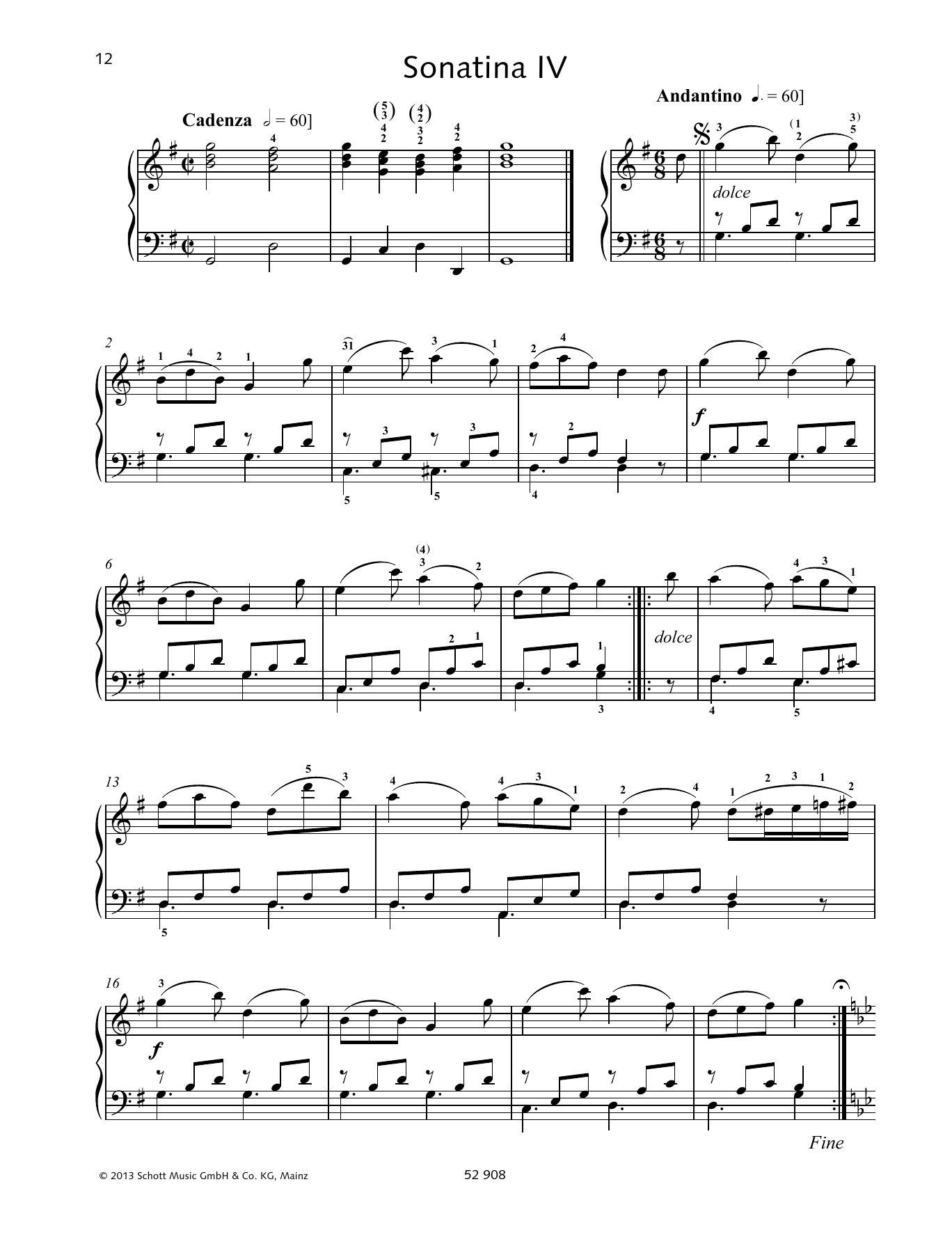 Johann Baptist Vanhal Sonatina IV sheet music notes and chords. Download Printable PDF.