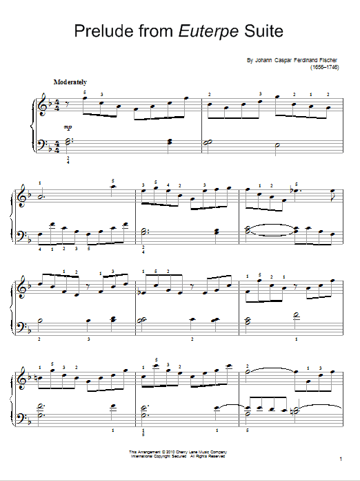 Johann Caspar Ferdinand Fischer Prelude sheet music notes and chords. Download Printable PDF.