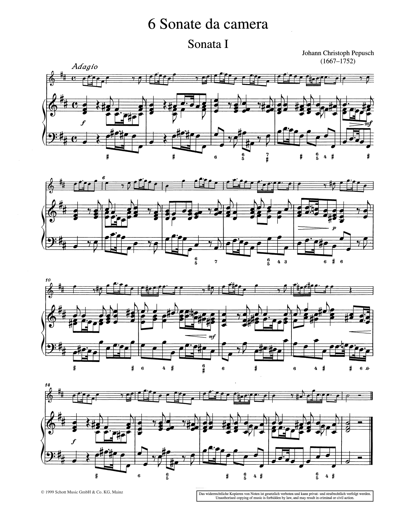 Learn to play Johann Christoph Pepusch Sonata No. 1 sheet music for String Solo in minutes. Price: 4.4900$ Johann Christoph Pepusch Sonata No. 1 sheet music notes and chords arranged for String Solo