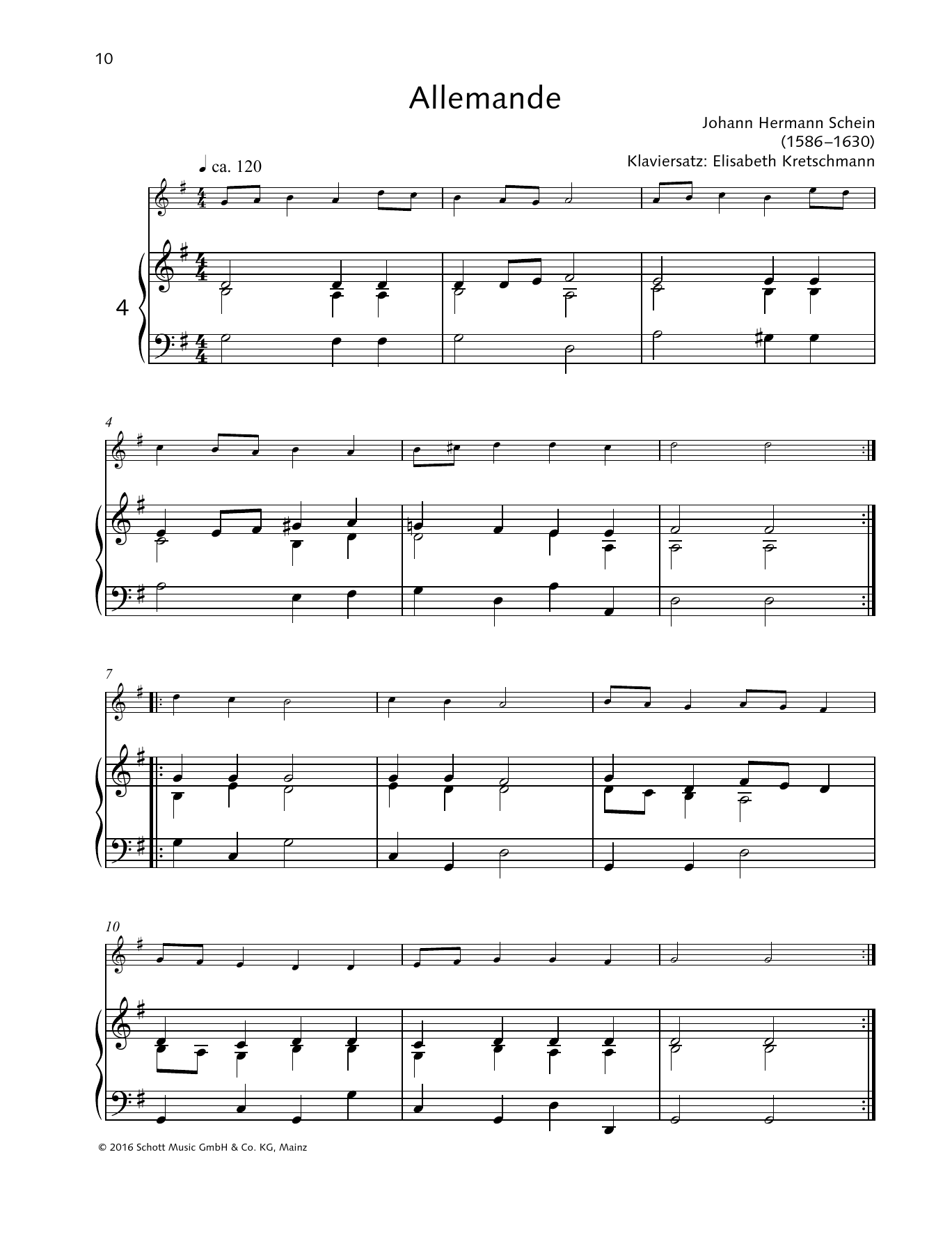 Johann Hermann Schein Allemande sheet music notes and chords. Download Printable PDF.