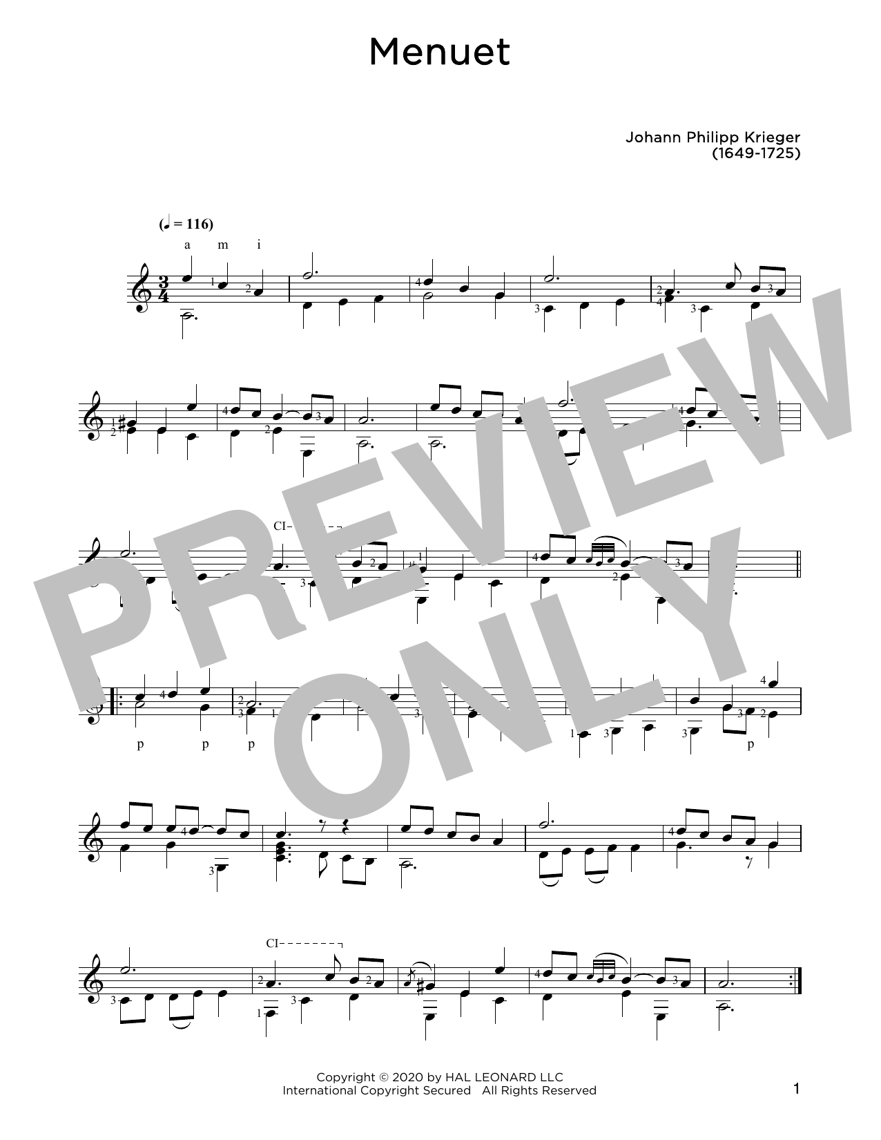 Learn to play Johann Krieger Menuet sheet music for Solo Guitar Tab in minutes. Johann Krieger Menuet sheet music notes and chords. Download Printable PDF.