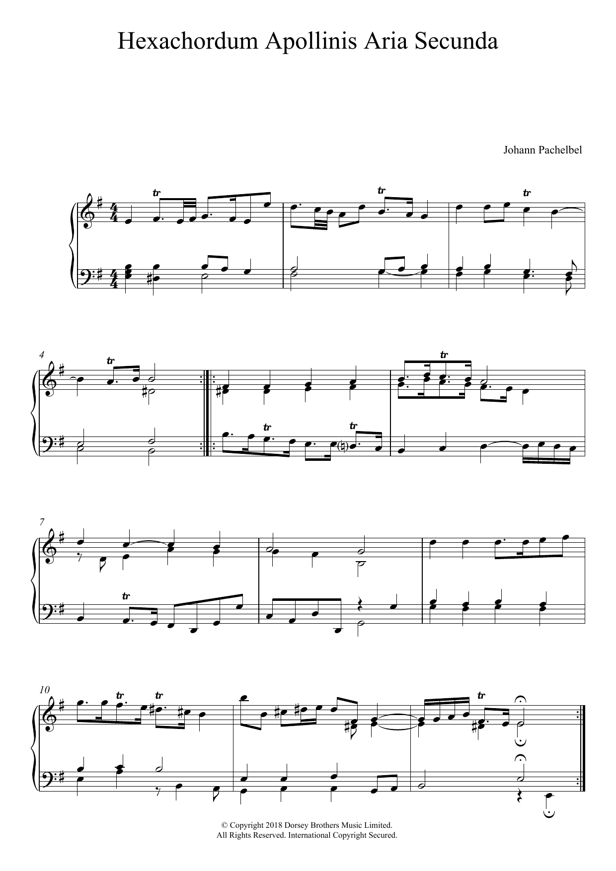 Learn to play Johann Pachelbel Hexachordum Apollinis: Aria Secunda sheet music for Piano Solo in minutes. Price: 6.9900$ Johann Pachelbel Hexachordum Apollinis: Aria Secunda sheet music notes and chords arranged for Piano Solo