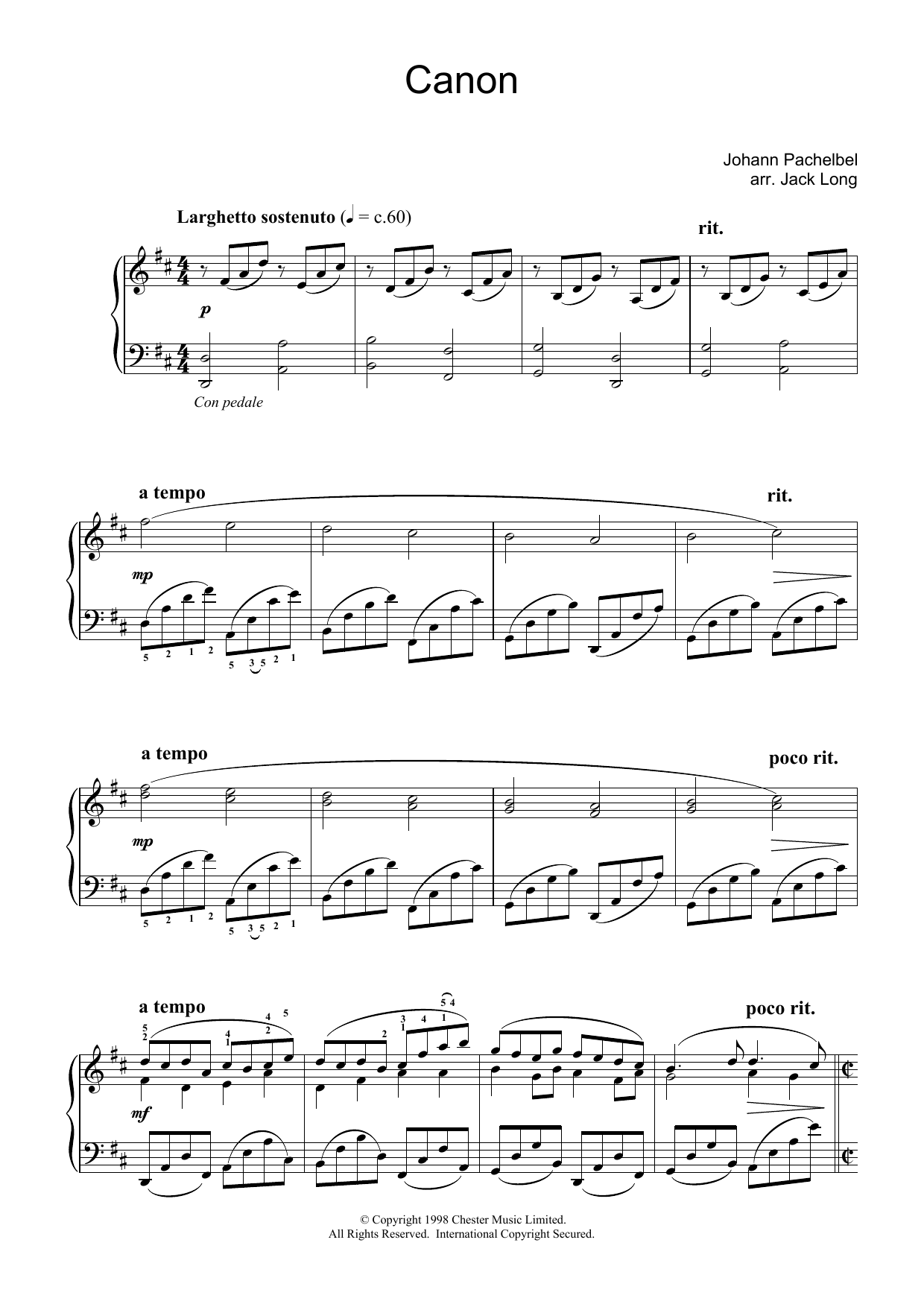 Johann Pachelbel Pachelbel's Canon In D Major sheet music notes and chords. Download Printable PDF.