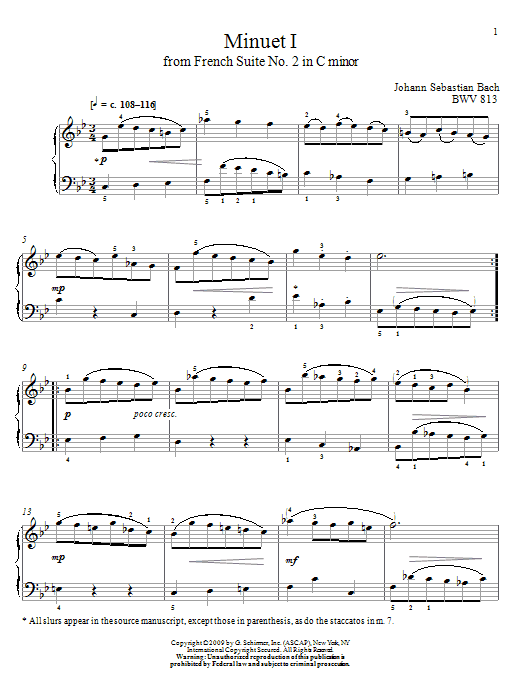 Learn to play Johann Sebastian Bach Minuet I, BWV 813 sheet music for Piano Solo in minutes. Johann Sebastian Bach Minuet I, BWV 813 sheet music notes and chords
