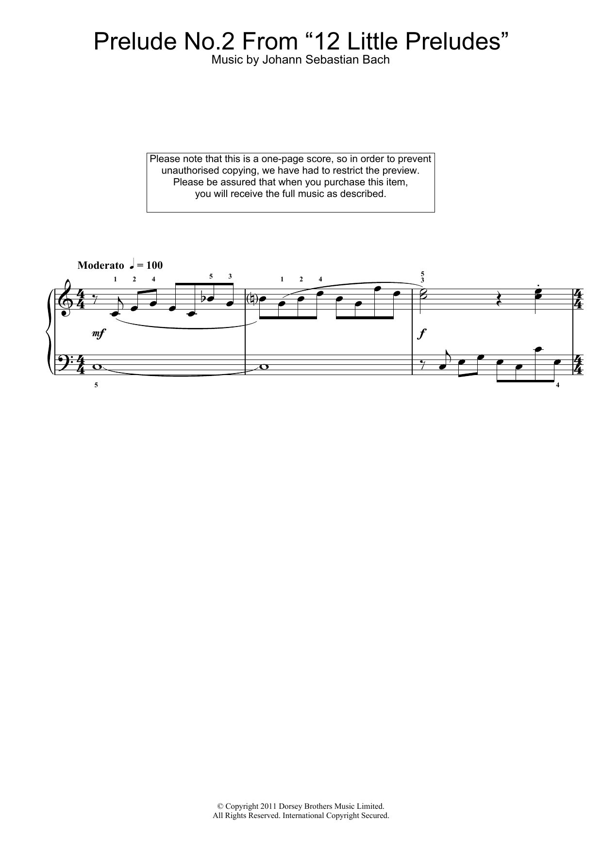 Learn to play Johann Sebastian Bach Prelude No.2 From Johann Sebastian Bach Prelude No.2 From