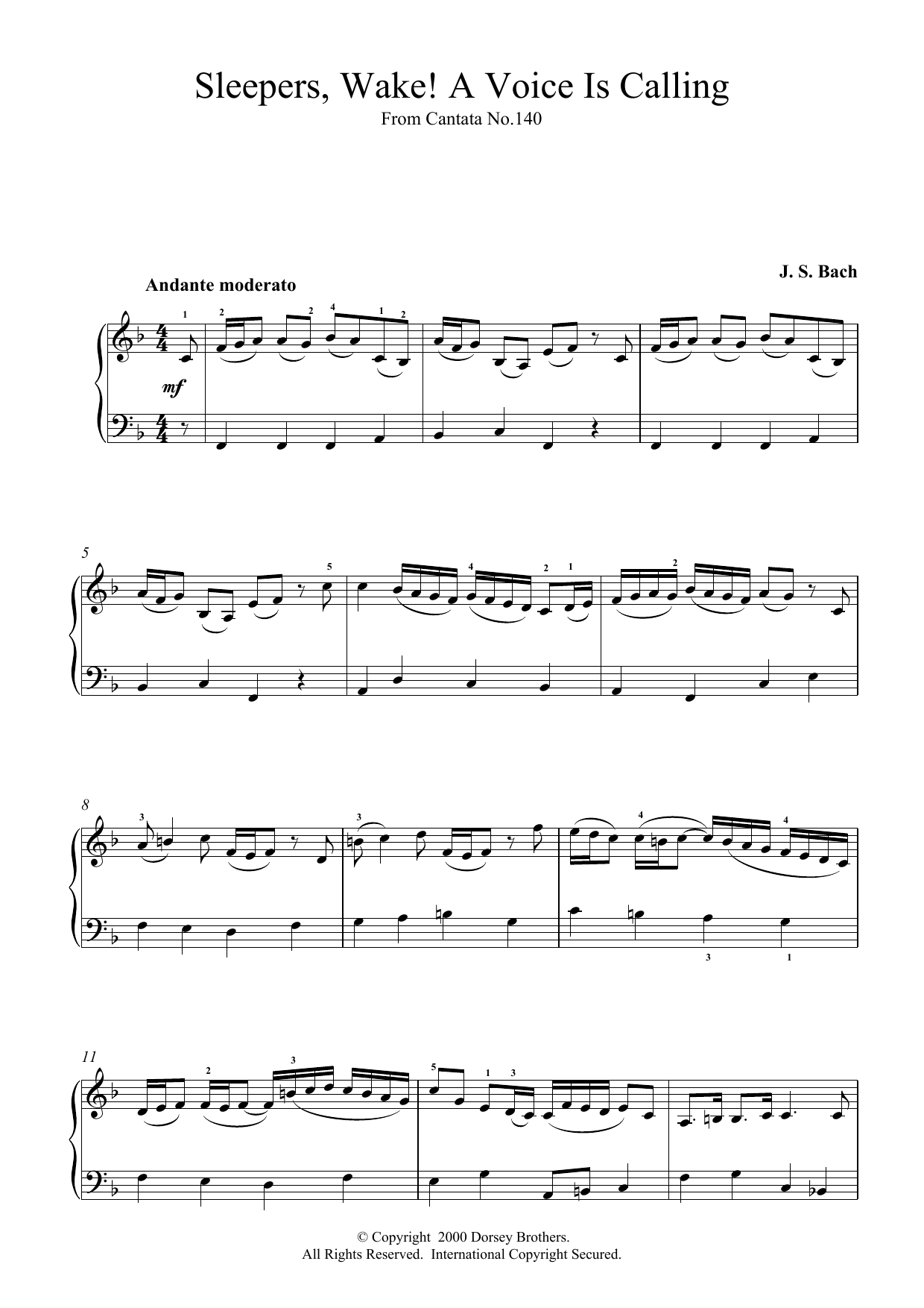 Johann Sebastian Bach Sleepers, Wake! A Voice Is Calling sheet music notes and chords. Download Printable PDF.