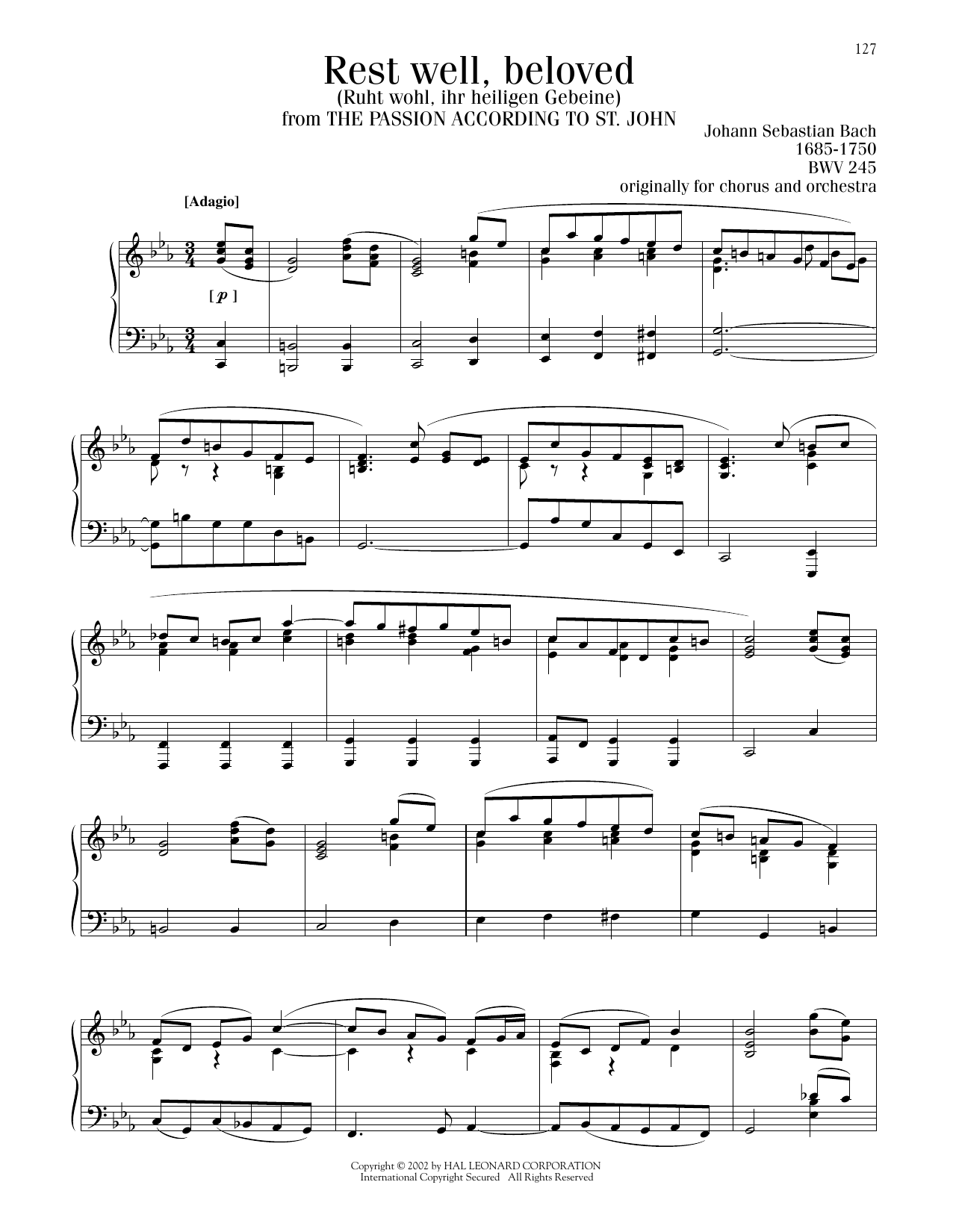 Johann Sebastian Bach Slumber, Beloved sheet music notes and chords. Download Printable PDF.