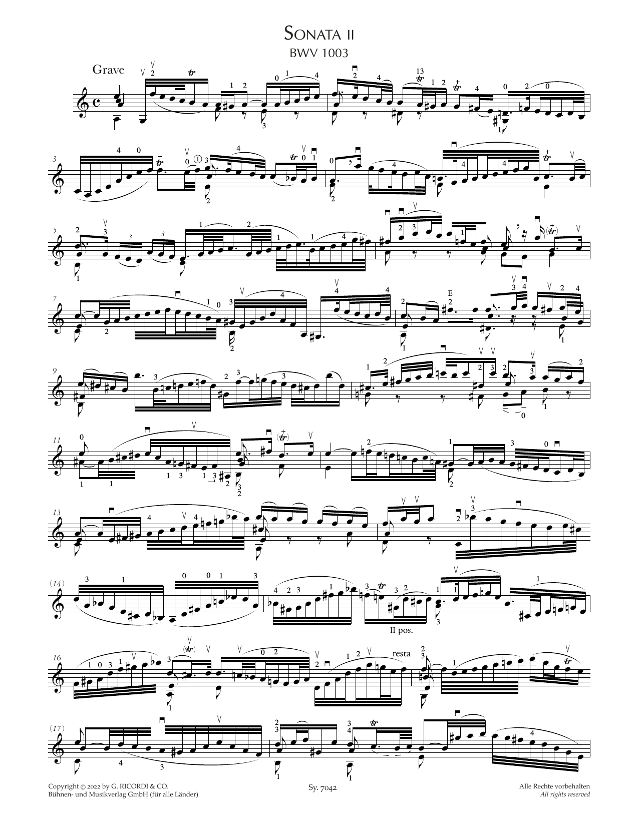 Learn to play Johann Sebastian Bach Sonata II, BWV 1003 sheet music for Violin Solo in minutes. Price: 4.4900$ Johann Sebastian Bach Sonata II, BWV 1003 sheet music notes and chords arranged for Violin Solo