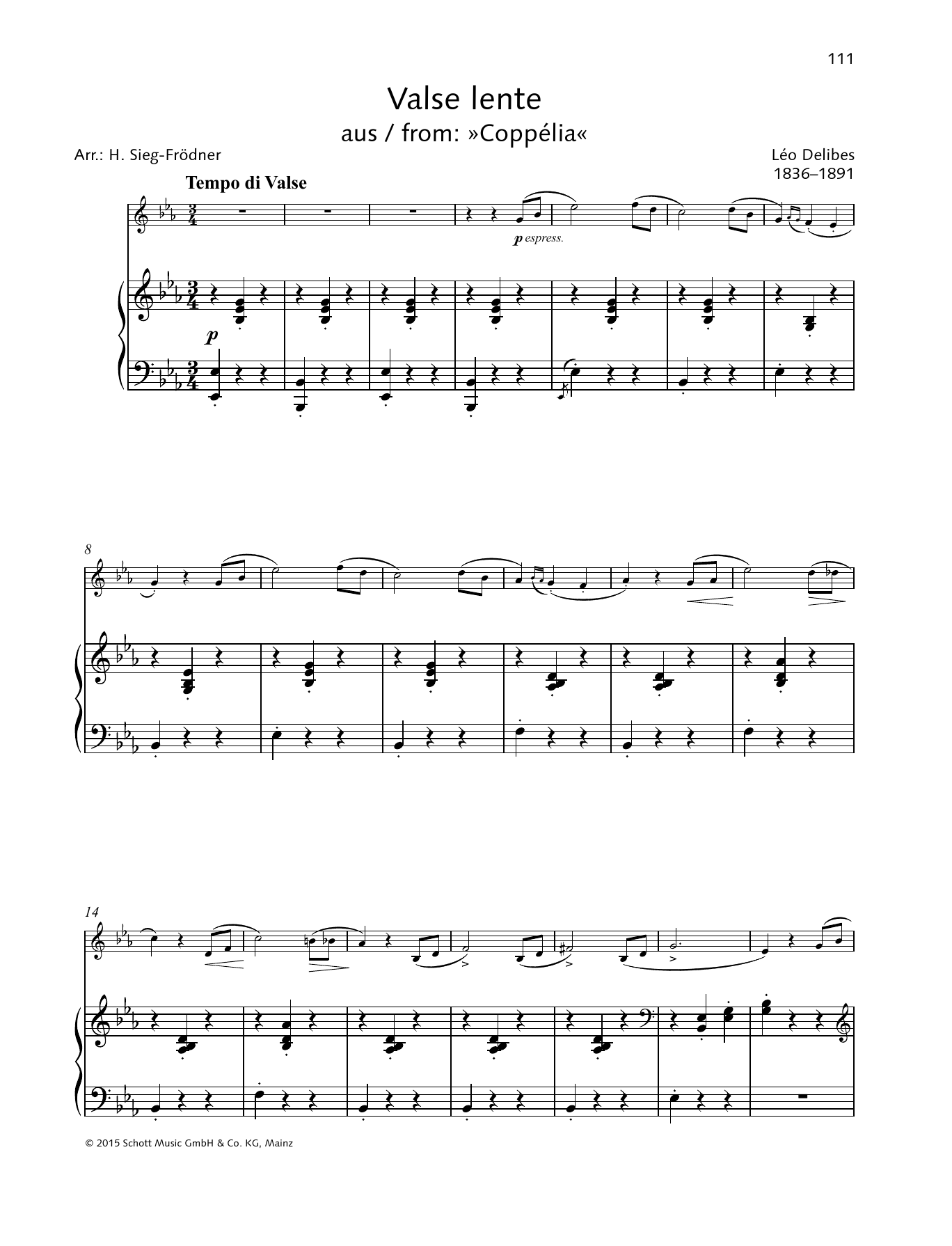 Johann Sieg-Frödner Valse Lente sheet music notes and chords. Download Printable PDF.