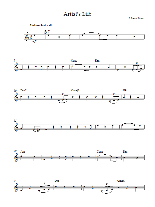 Learn to play Johann Strauss II Artist's Life sheet music for Lead Sheet / Fake Book in minutes. Johann Strauss II Artist's Life sheet music notes and chords. Download Printable PDF.