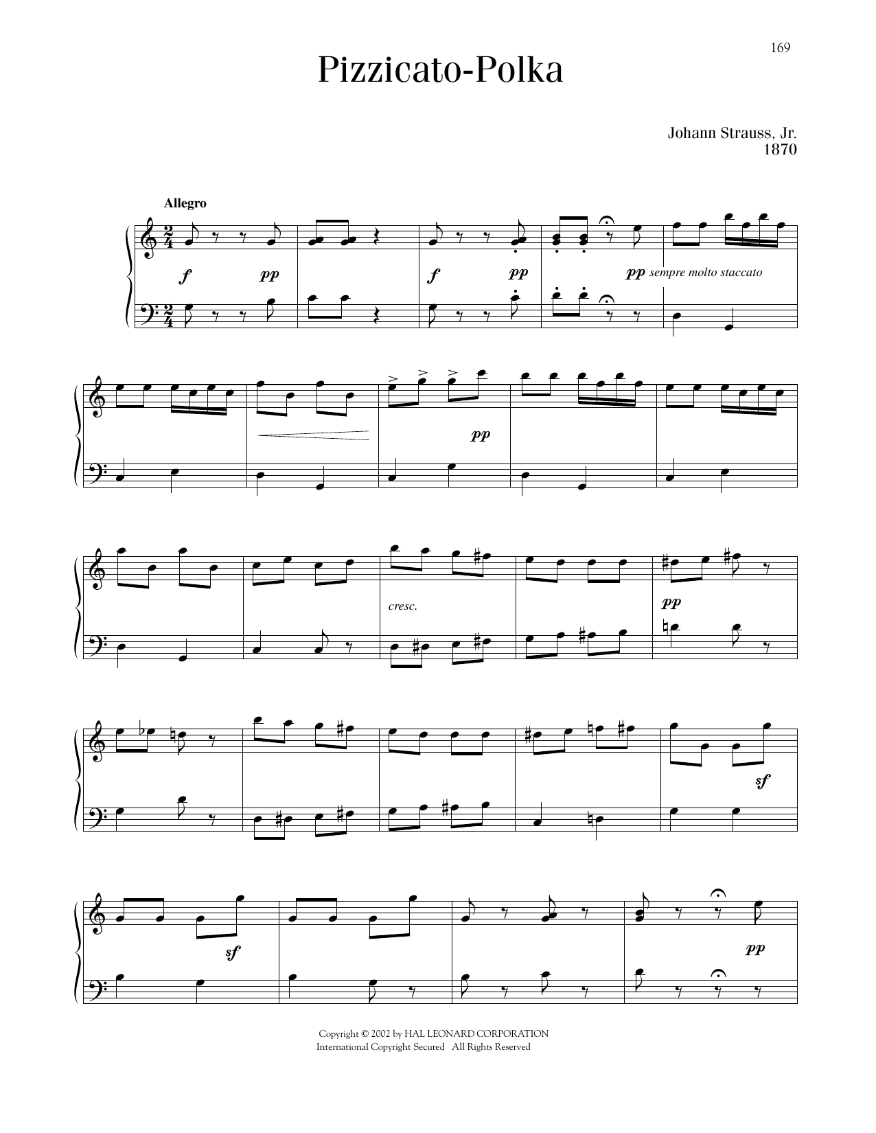 Johann Strauss Pizzicato Polka sheet music notes and chords. Download Printable PDF.