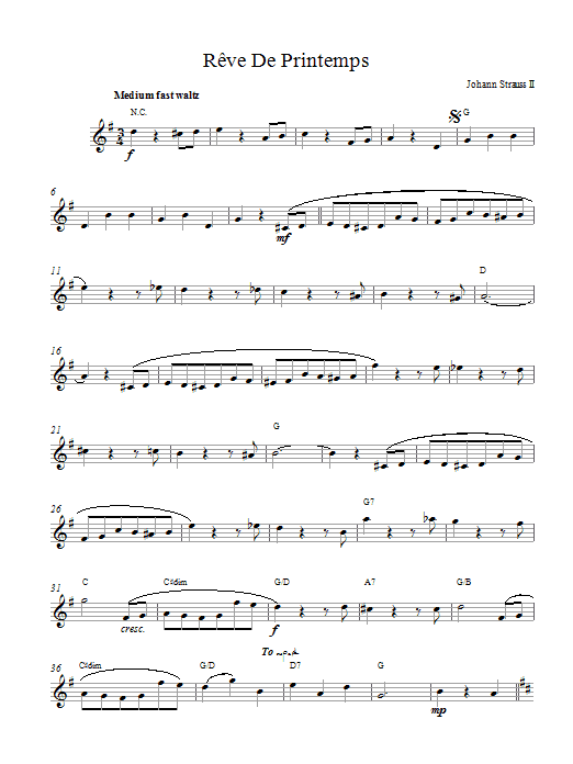 Johann Strauss II Rêve De Printemps sheet music notes and chords. Download Printable PDF.