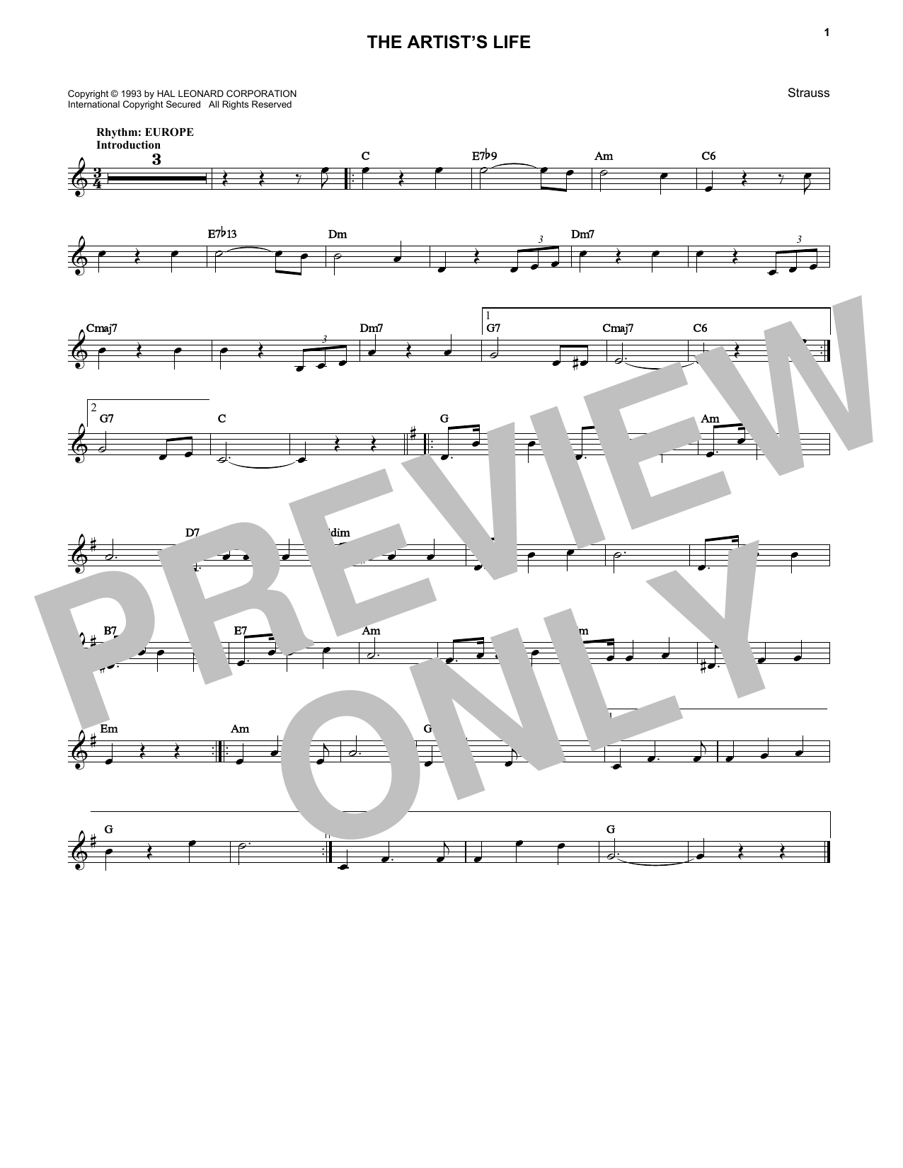 Learn to play Johann Strauss, Jr. Artist's Life sheet music for Lead Sheet / Fake Book in minutes. Price: 5.9900$ Johann Strauss, Jr. Artist's Life sheet music notes and chords arranged for Lead Sheet / Fake Book