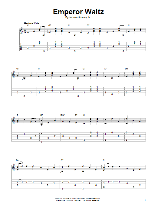 Learn to play Johann Strauss, Jr. Emperor Waltz sheet music for Guitar Tab in minutes. Johann Strauss, Jr. Emperor Waltz sheet music notes and chords. Download Printable PDF.