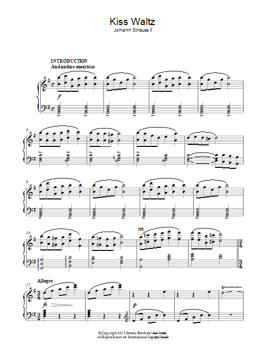 Johann Strauss II Kiss Waltz sheet music notes and chords. Download Printable PDF.