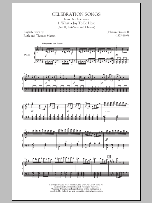 Learn to play Johann Strauss II What A Joy To Be Here sheet music for Choir in minutes. Price: 3.9900$ Johann Strauss II What A Joy To Be Here sheet music notes and chords arranged for Choir