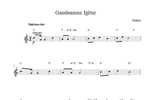 Johannes Brahms Gaudeamus Igitur sheet music notes and chords. Download Printable PDF.