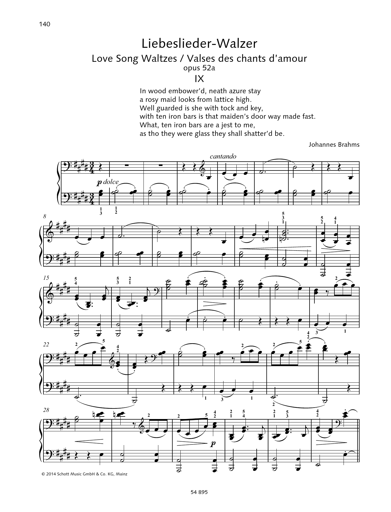 Johannes Brahms Love Song Waltzes sheet music notes and chords. Download Printable PDF.