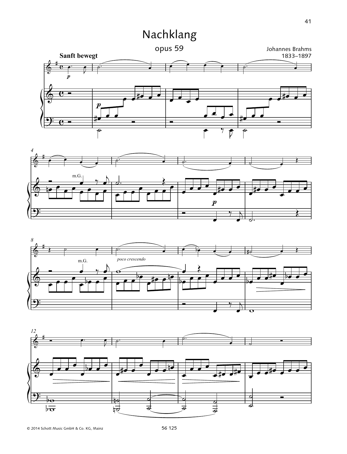 Johannes Brahms Nachklang sheet music notes and chords. Download Printable PDF.