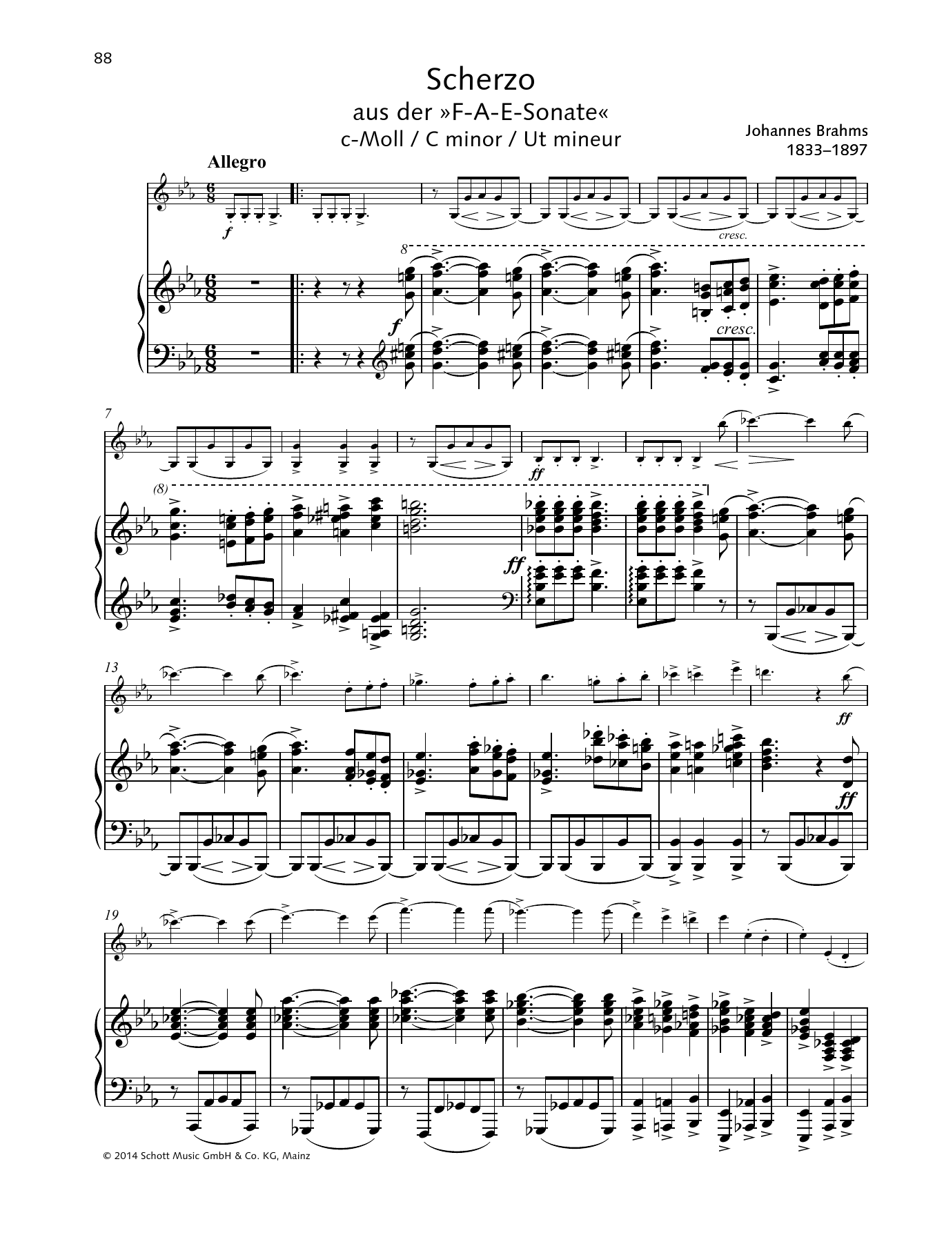 Johannes Brahms Scherzo sheet music notes and chords. Download Printable PDF.