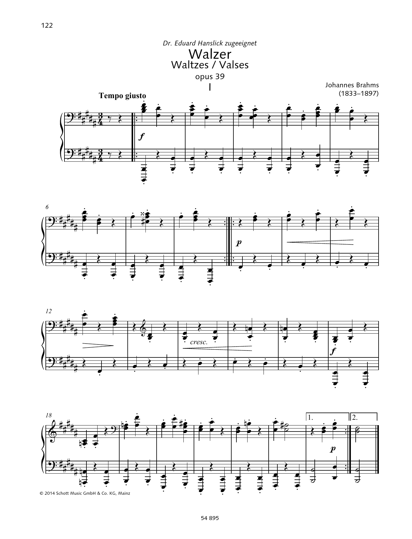 Johannes Brahms Waltzes sheet music notes and chords. Download Printable PDF.