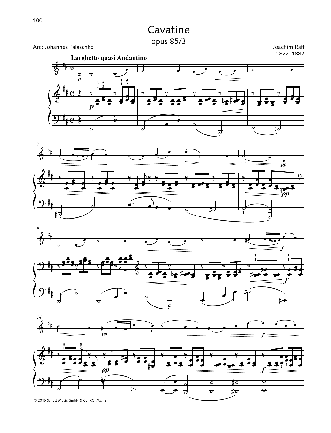 Johannes Palaschko Cavatine sheet music notes and chords. Download Printable PDF.