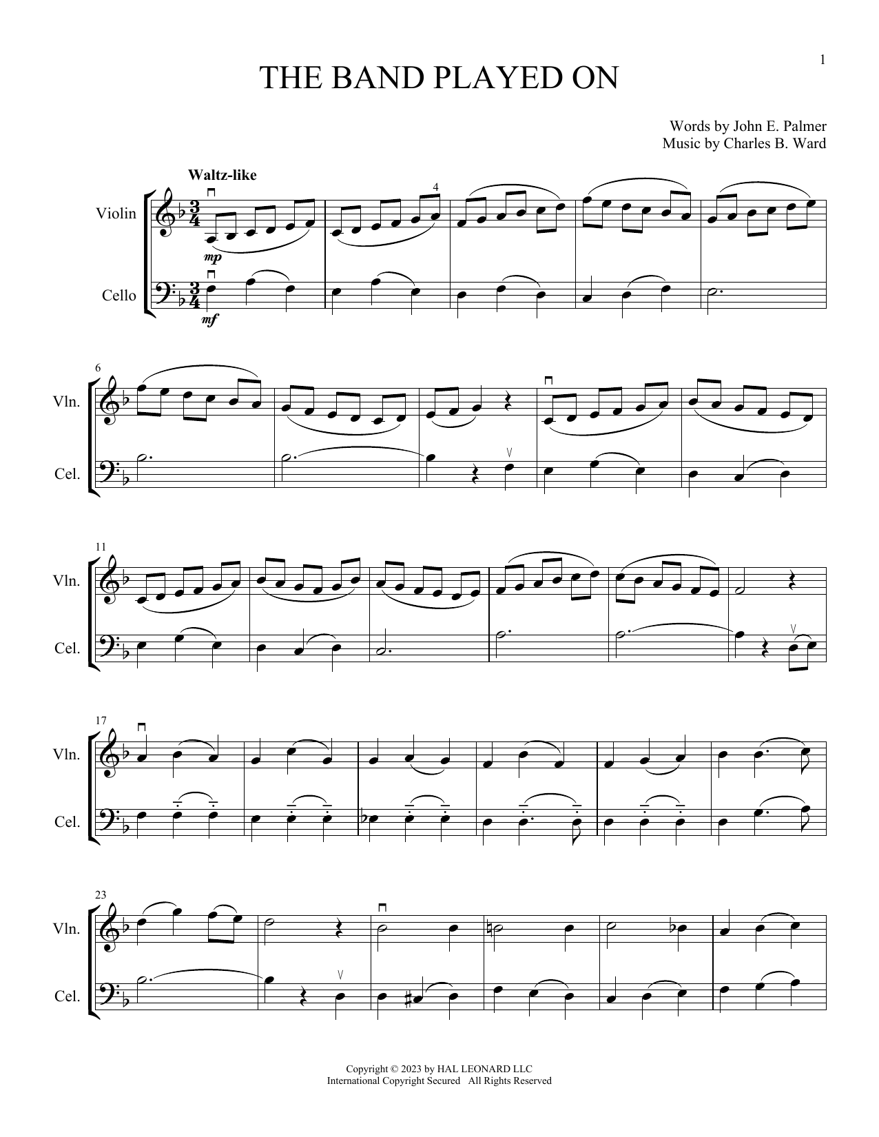 John E. Palmer The Band Played On (arr. Michelle Hynson) sheet music notes and chords. Download Printable PDF.