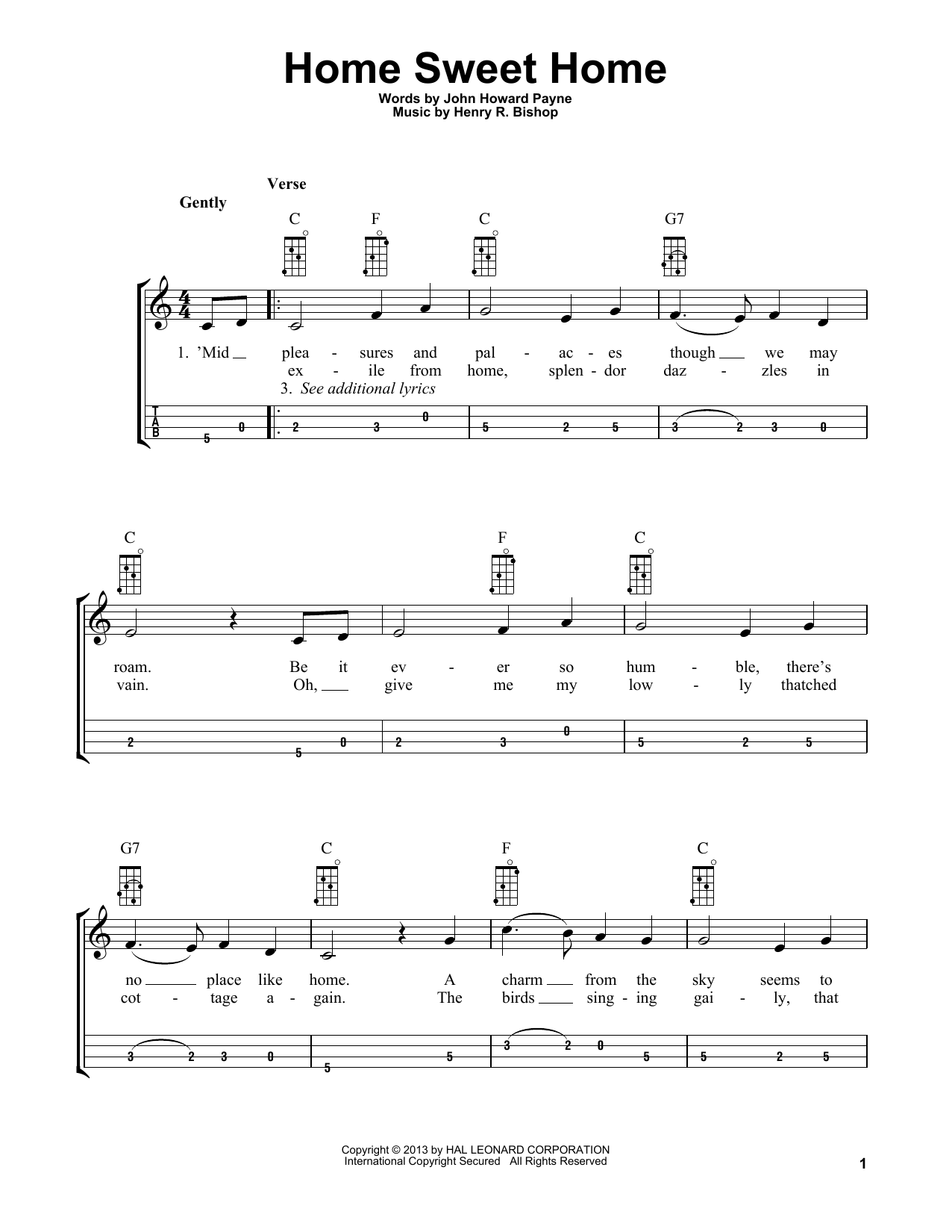 John Howard Payne Home Sweet Home sheet music notes and chords. Download Printable PDF.