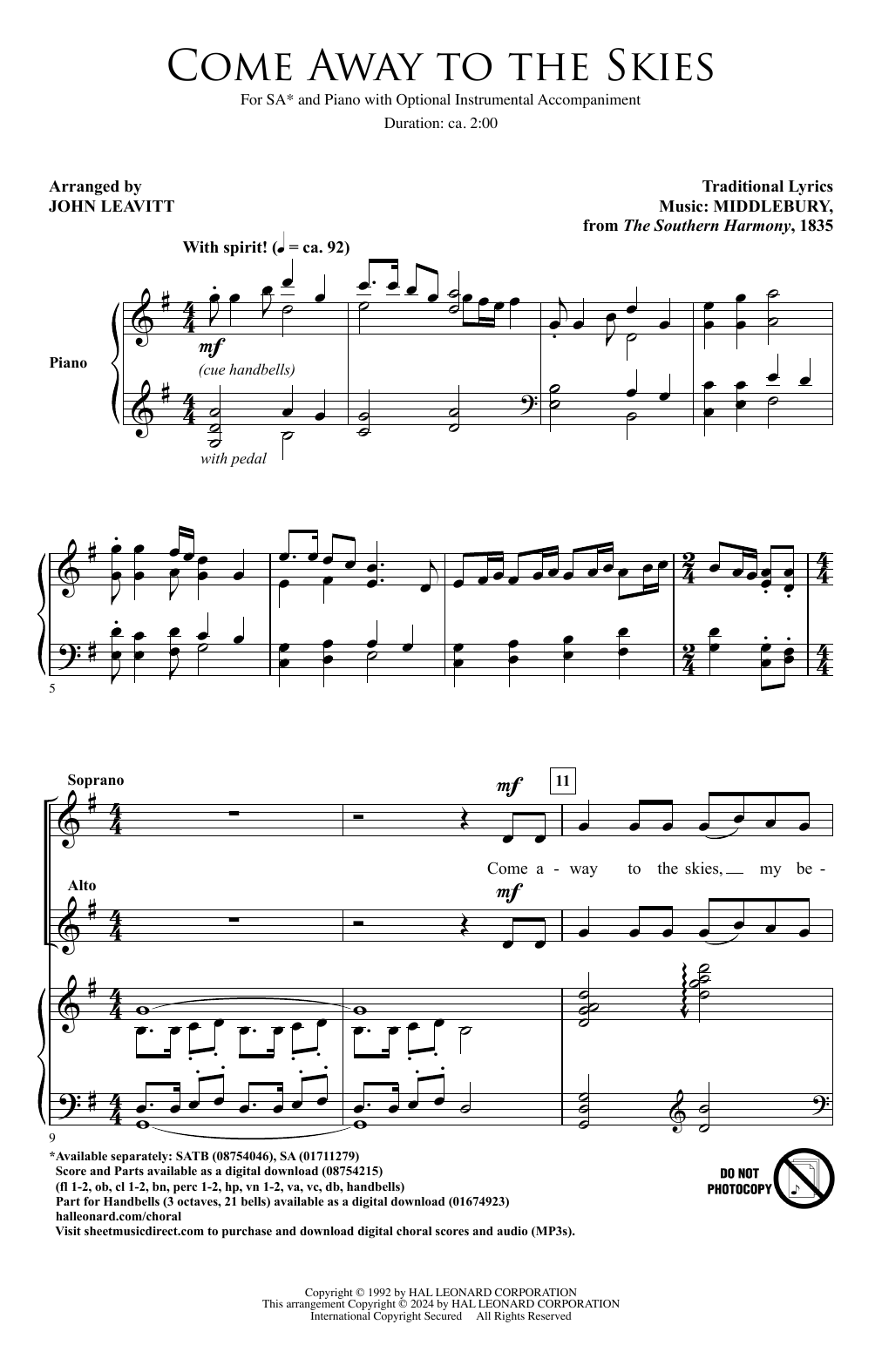 John Leavitt Come Away To The Skies sheet music notes and chords. Download Printable PDF.