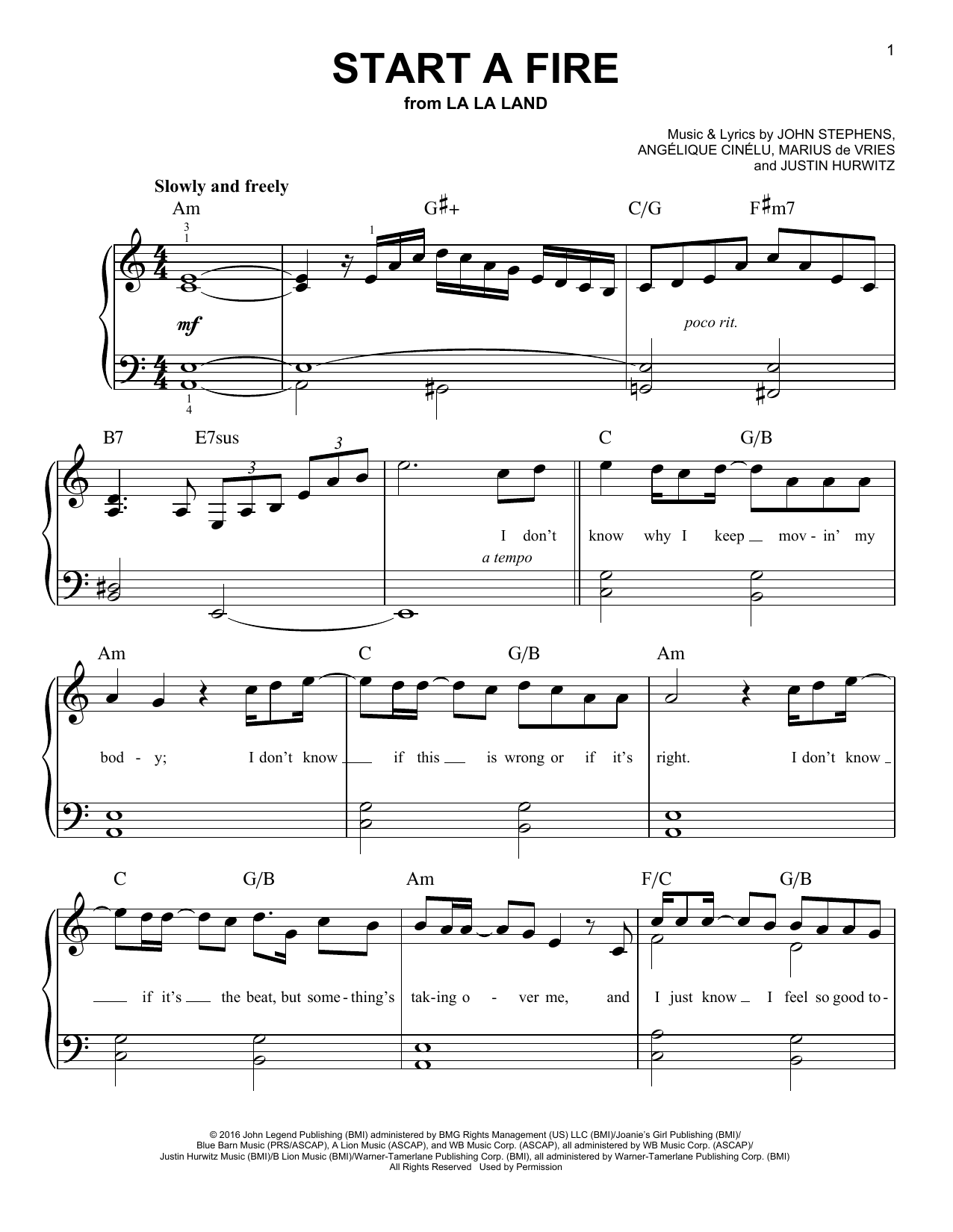 John Legend Start A Fire sheet music notes and chords. Download Printable PDF.