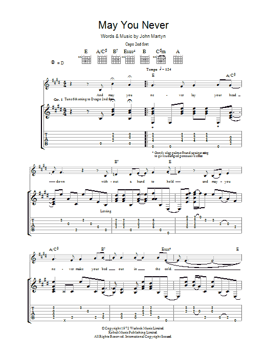 John Martyn May You Never sheet music notes and chords. Download Printable PDF.