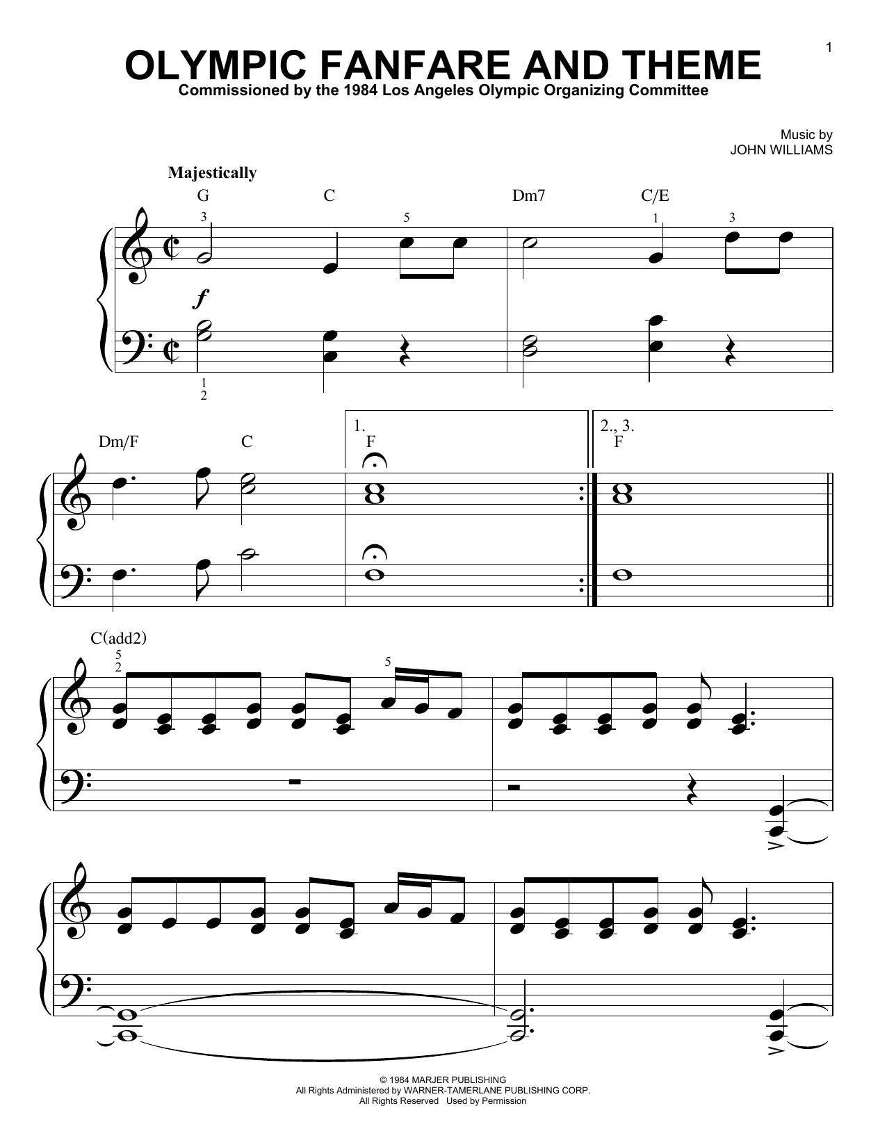 John Williams Olympic Fanfare And Theme sheet music notes and chords. Download Printable PDF.