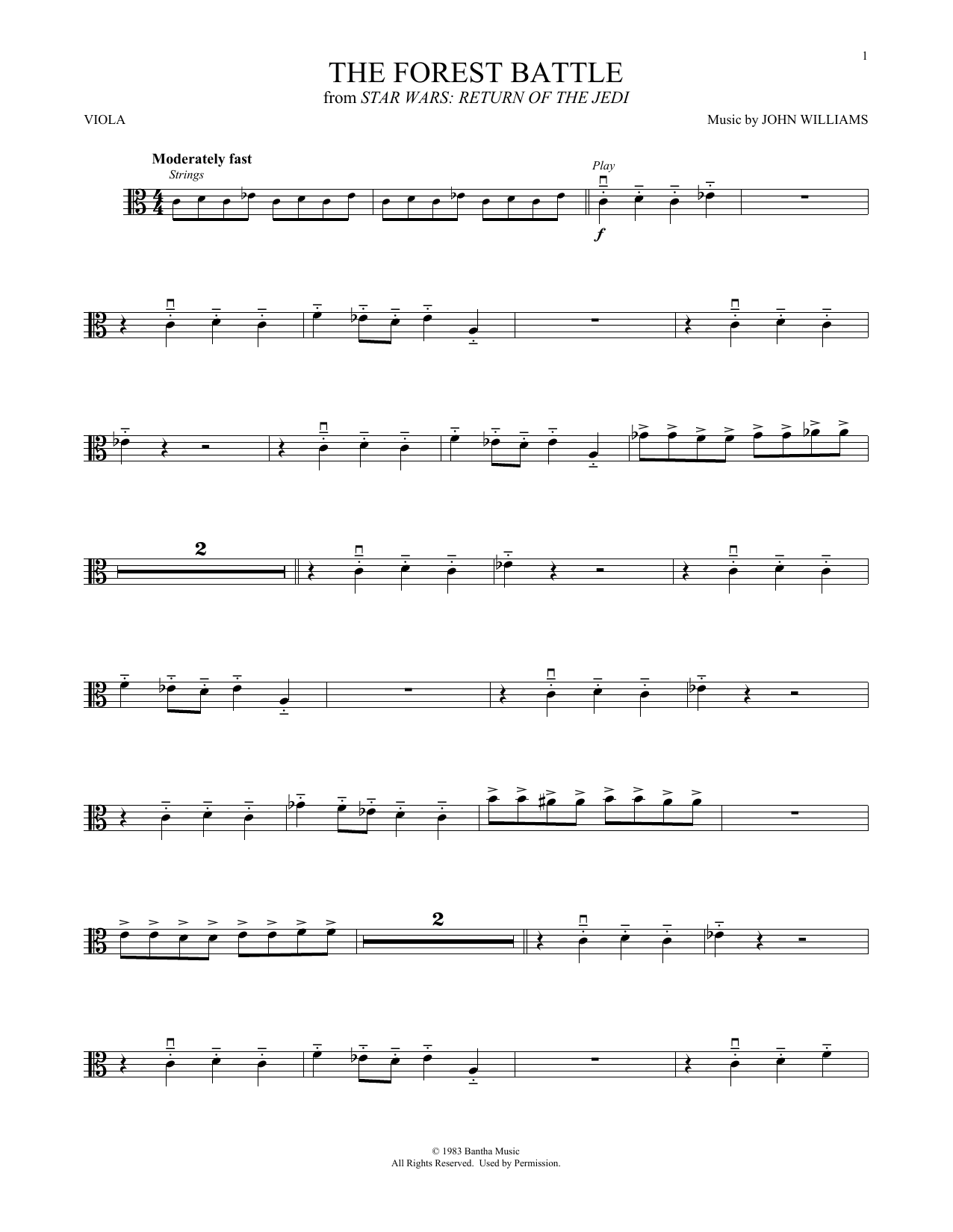 John Williams The Forest Battle (from Star Wars: Return Of The Jedi) sheet music notes and chords - Download Printable PDF and start playing in minutes.