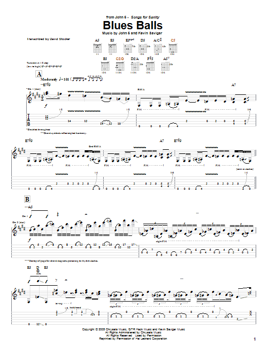 John 5 Blues Balls sheet music notes and chords. Download Printable PDF.