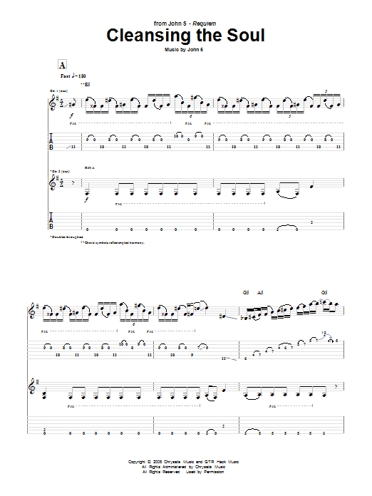 John 5 Cleansing The Soul sheet music notes and chords. Download Printable PDF.